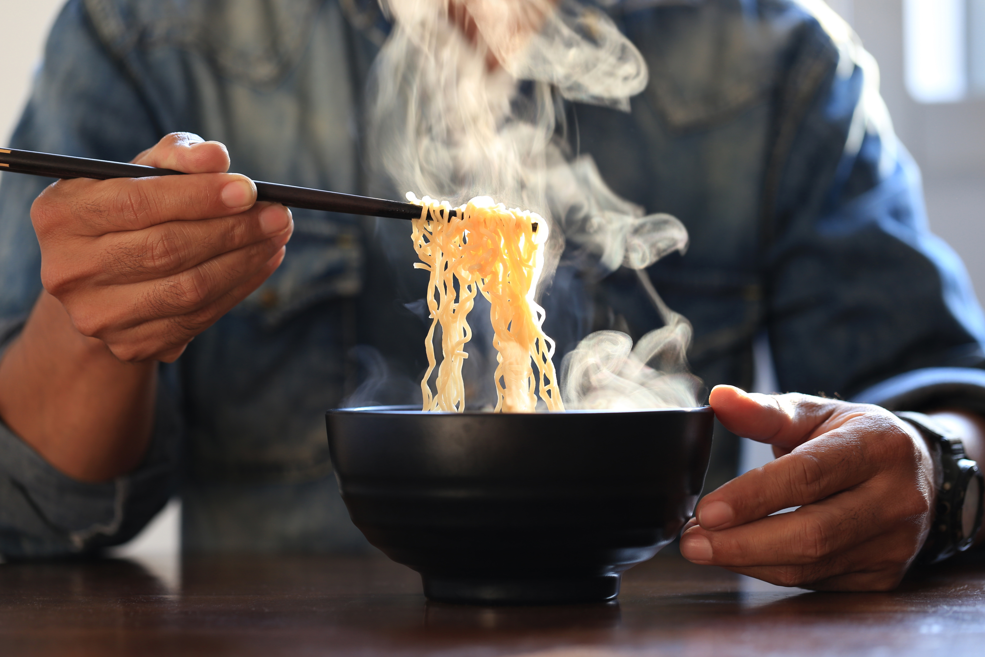 steaming bowl of ramen