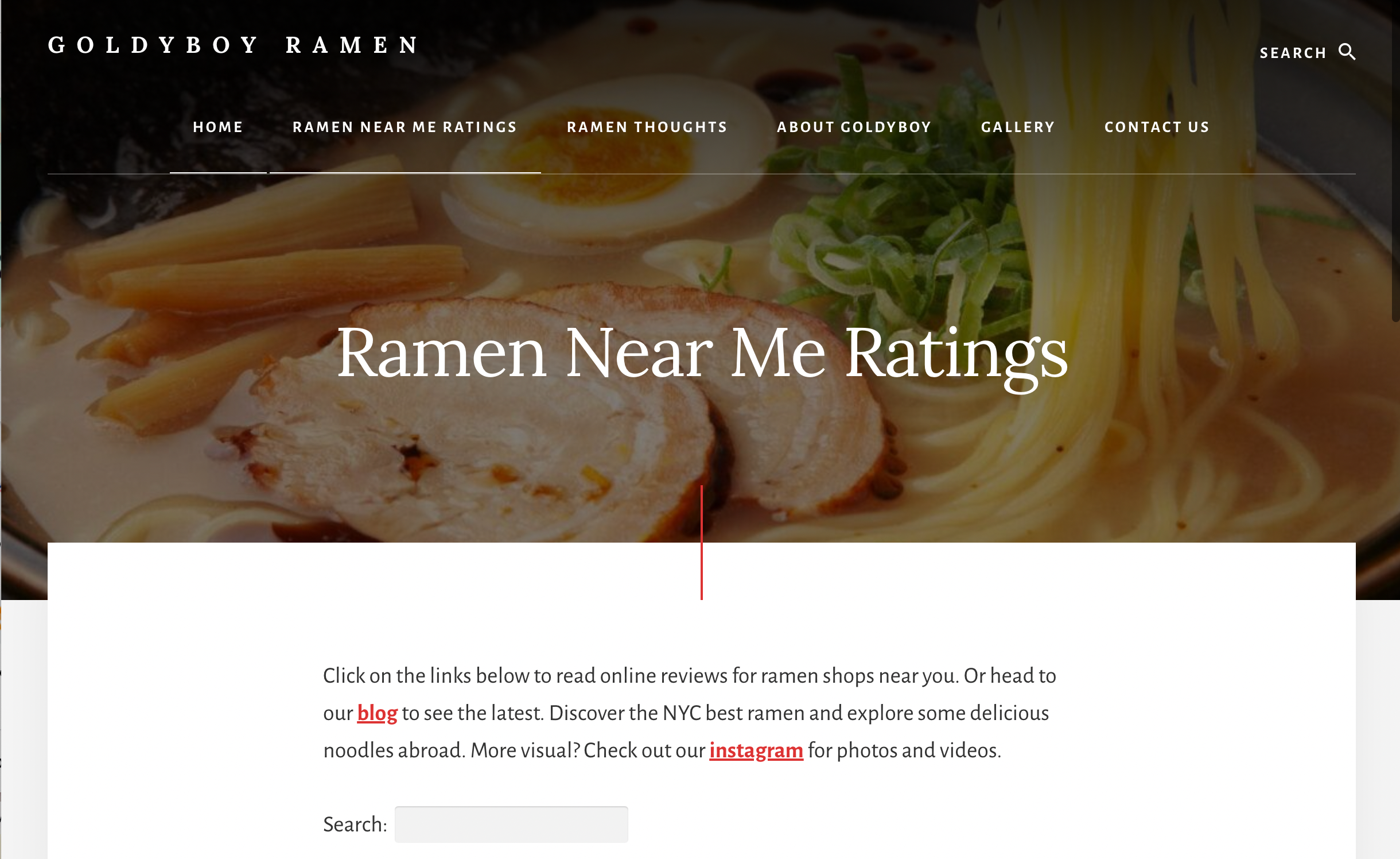 GoldyBoy Ramen ratings page
